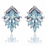 Opal Light Blue Geo Crystal Stud Earrings